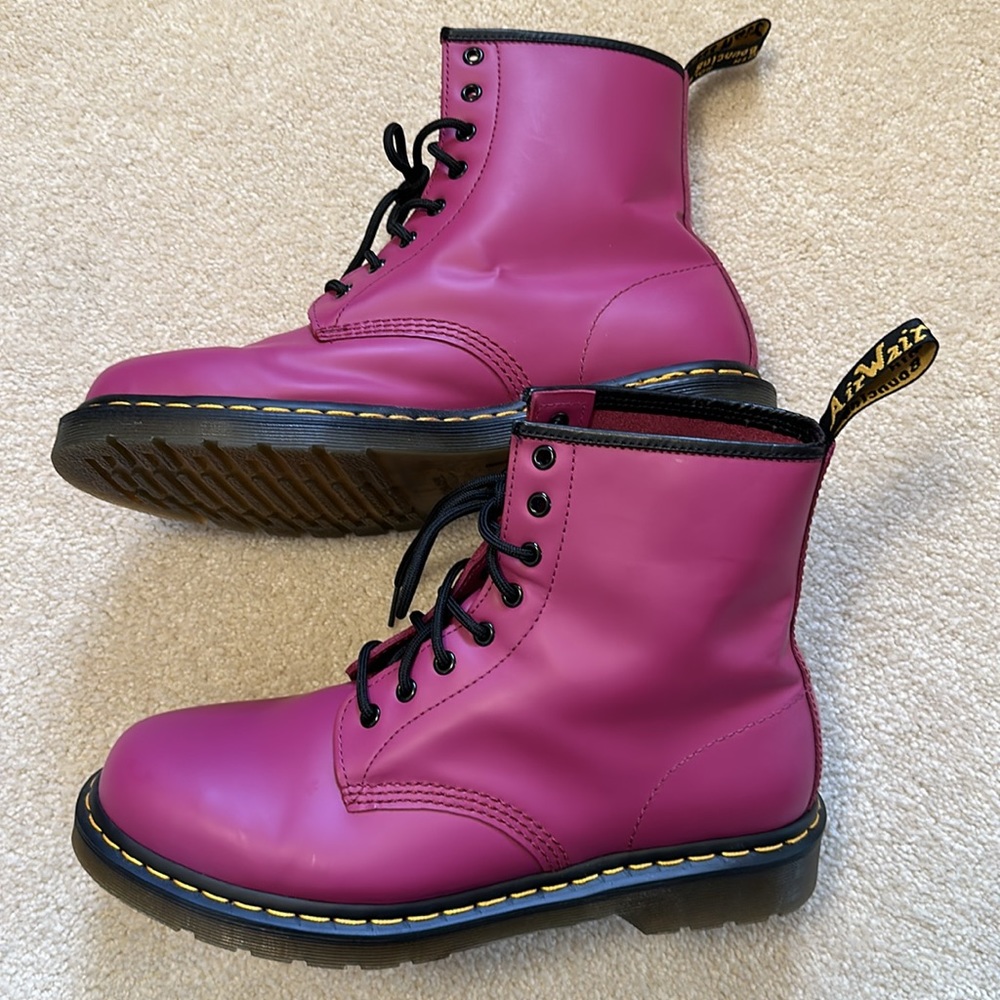 Dr Martins purple leather lace up boots Unisex size womans 12 / mens 11 - Picture 7 of 13